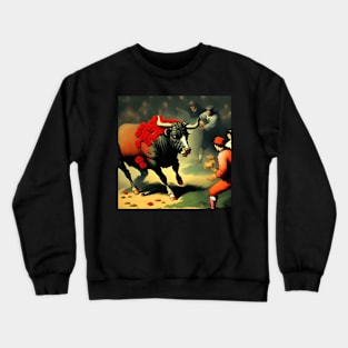 Bull Fight Painting Vibrant Mother Mom Art Gift Floral Crewneck Sweatshirt